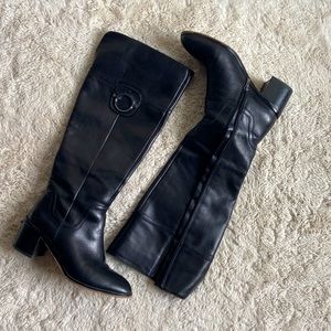 🌟 Franco Sarto Beckford knee high black leather heeled boots